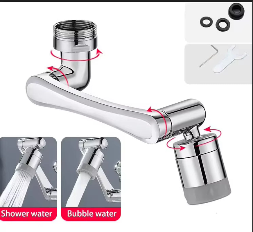 AquaTwist™ 1080° Rotating Faucet Sprayer – Universal Metal Tap Extender with Aerator Nozzle & 22/24mm Adaptor